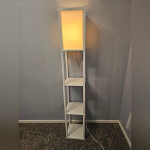 White Floor Lamp with Shelves